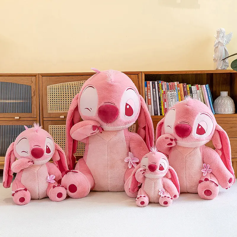 New Pink Disney Lilo & Stitch Sakura Doll Cartoon Angel Plush Toy Cute Anime Soft Stuffed Kawaii Children's Birthday Gift Girl