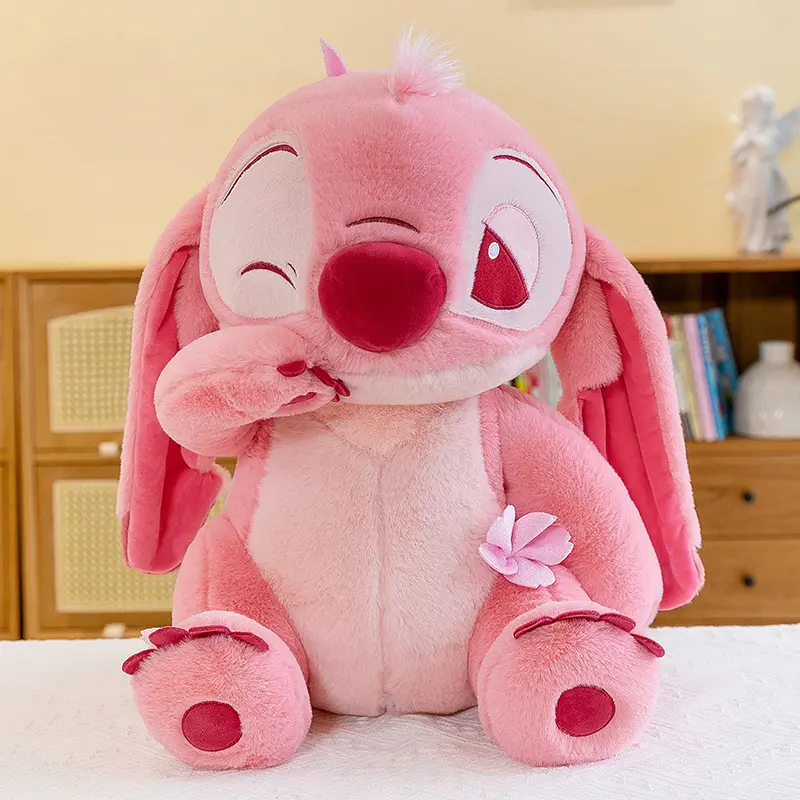 New Pink Disney Lilo & Stitch Sakura Doll Cartoon Angel Plush Toy Cute Anime Soft Stuffed Kawaii Children's Birthday Gift Girl
