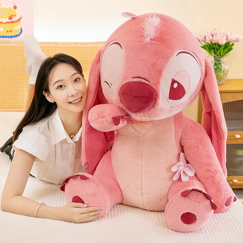 New Pink Disney Lilo & Stitch Sakura Doll Cartoon Angel Plush Toy Cute Anime Soft Stuffed Kawaii Children's Birthday Gift Girl