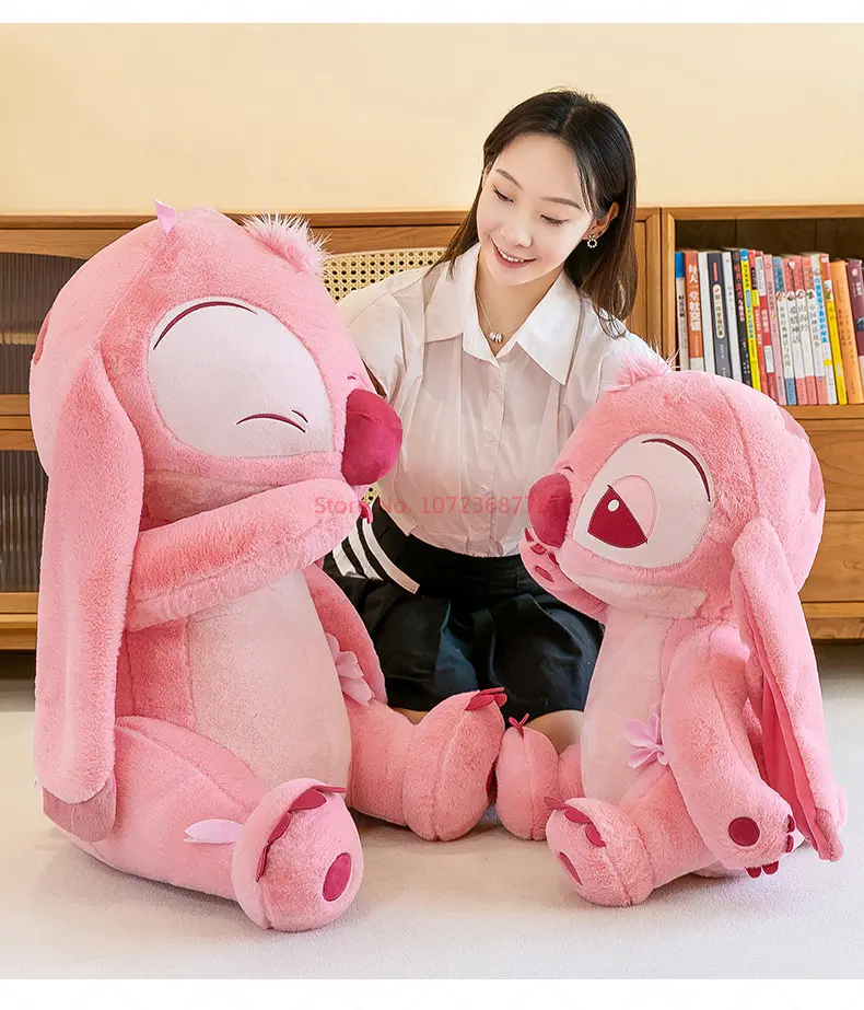 New Pink Disney Lilo & Stitch Sakura Doll Cartoon Angel Plush Toy Cute Anime Soft Stuffed Kawaii Children's Birthday Gift Girl