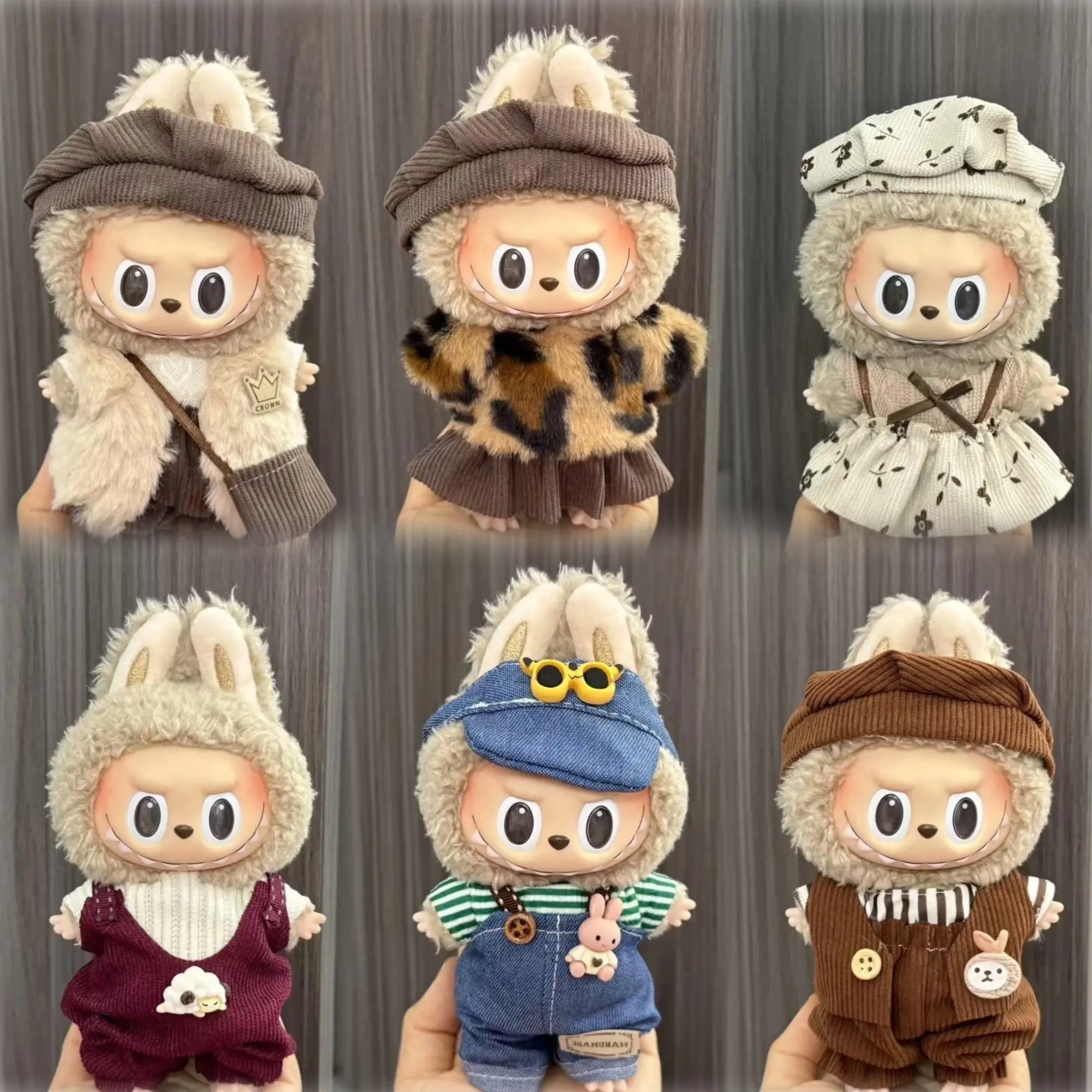 For Labubu Sitting Party Series  Classic Dress Grid Style Small Fragrance For Labubu v1 v2 Kid Gift Labubu Clothes Design style