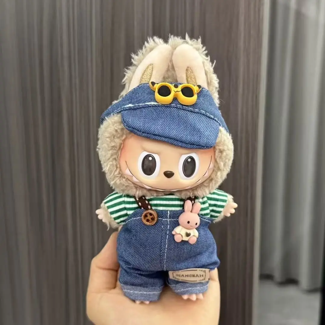 For Labubu Sitting Party Series  Classic Dress Grid Style Small Fragrance For Labubu v1 v2 Kid Gift Labubu Clothes Design style