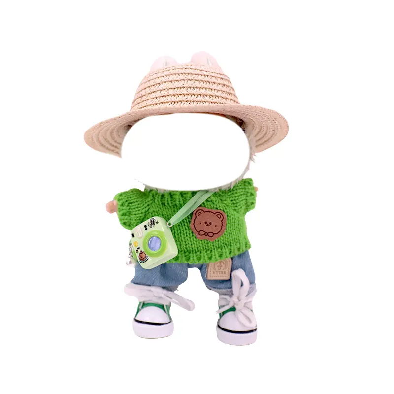 17CM Plush Doll Cute Little Bear Sweater Pants,Fashion Hats Bag Doll Accessories,For labubu Clothes,Girl's Toys,Festival Gifts