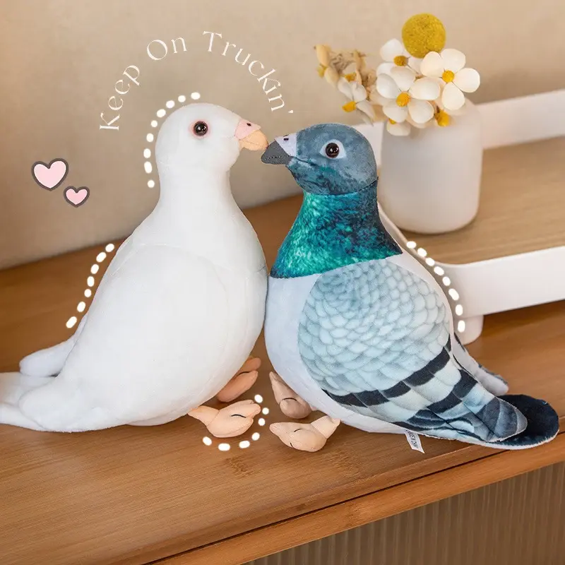 New Lifelike Bird Plush Toys Simulation White Green Pigeon Lovely Magpie Stuffed Animal Doll Photography Props Home Decor Gifts