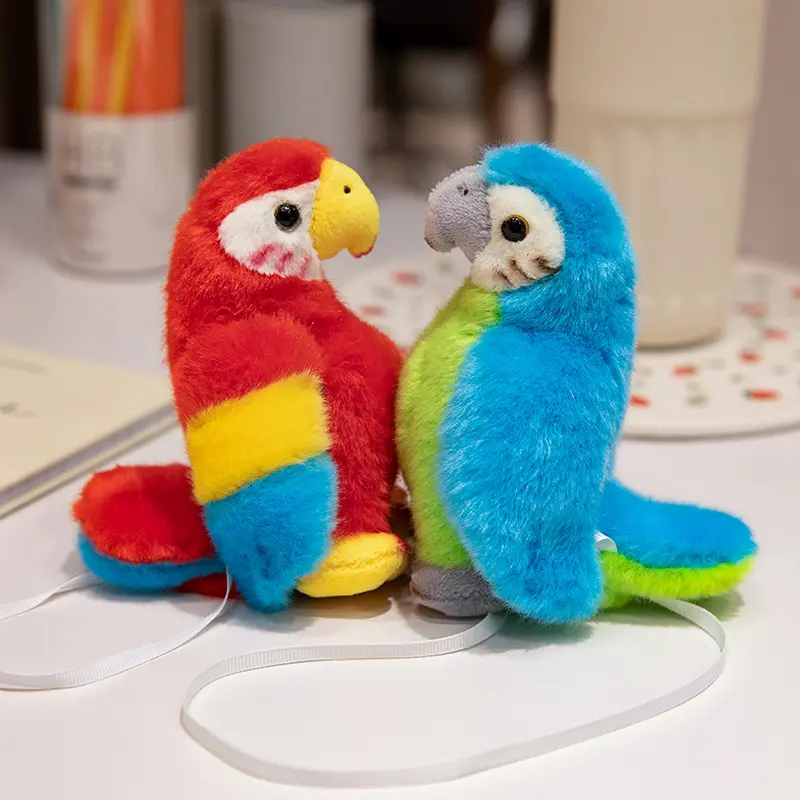 12CM Magnetic Simulation Parrot Plush Toy Stuffed Soft Animal Pillow Fun Toys Home Decro Birthday Gifts