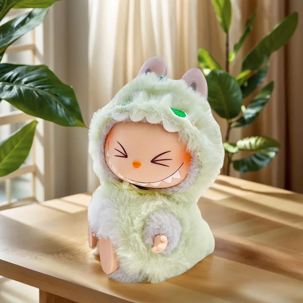 DIY Cute Clothes For 17cm Labubu Pendant Sitting Doll Shark Bee Dinosaur Mini Dolls Accessories Cartoon Clothes Decoration