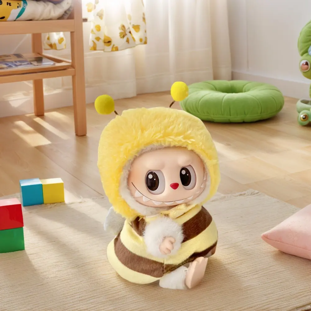 DIY Cute Clothes For 17cm Labubu Pendant Sitting Doll Shark Bee Dinosaur Mini Dolls Accessories Cartoon Clothes Decoration