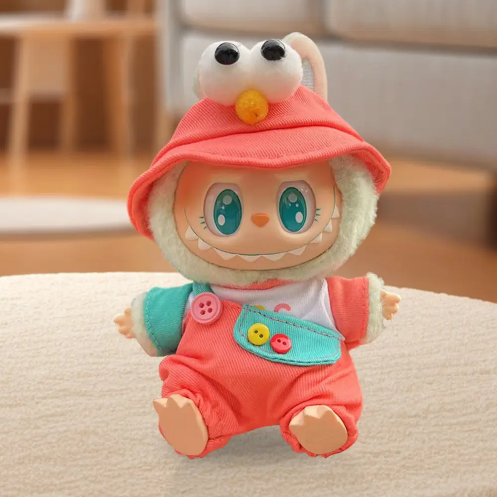 15-17 cm For Labubu v1v2 Clothes outfit For Labubu Sitting Party Bear Label Scarf Hat Bag Dolls Accessories Cute Decoration ﻿