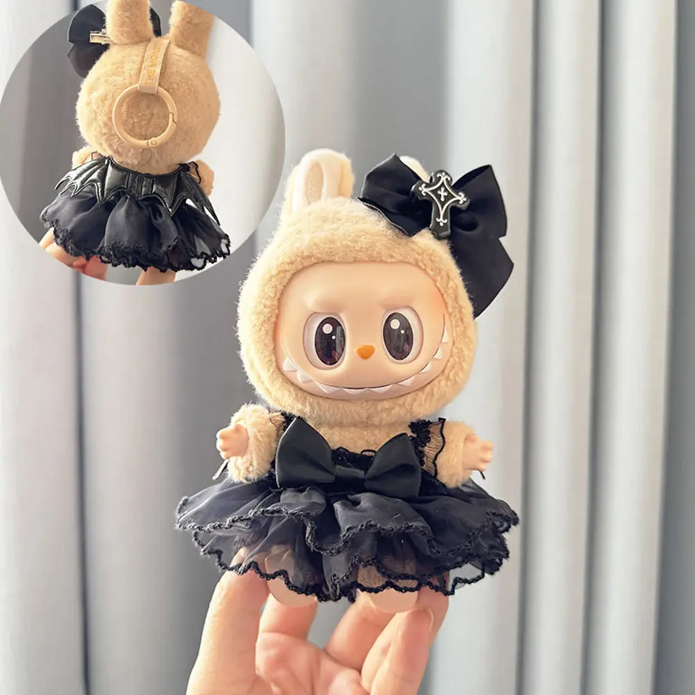 15-17 cm For Labubu v1v2 Clothes outfit For Labubu Sitting Party Bear Label Scarf Hat Bag Dolls Accessories Cute Decoration ﻿