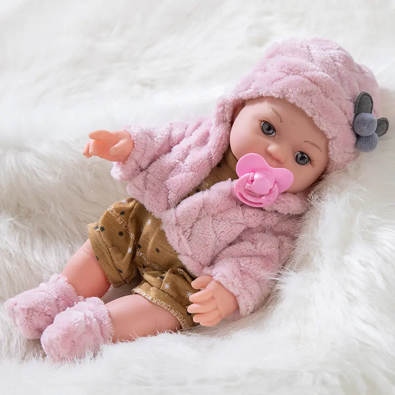 12in/30cm Reborn Doll Soft Baby Doll feeding bottle Limb Movable and Clothes Detachable Can Washed Appease Children's Toy Gift