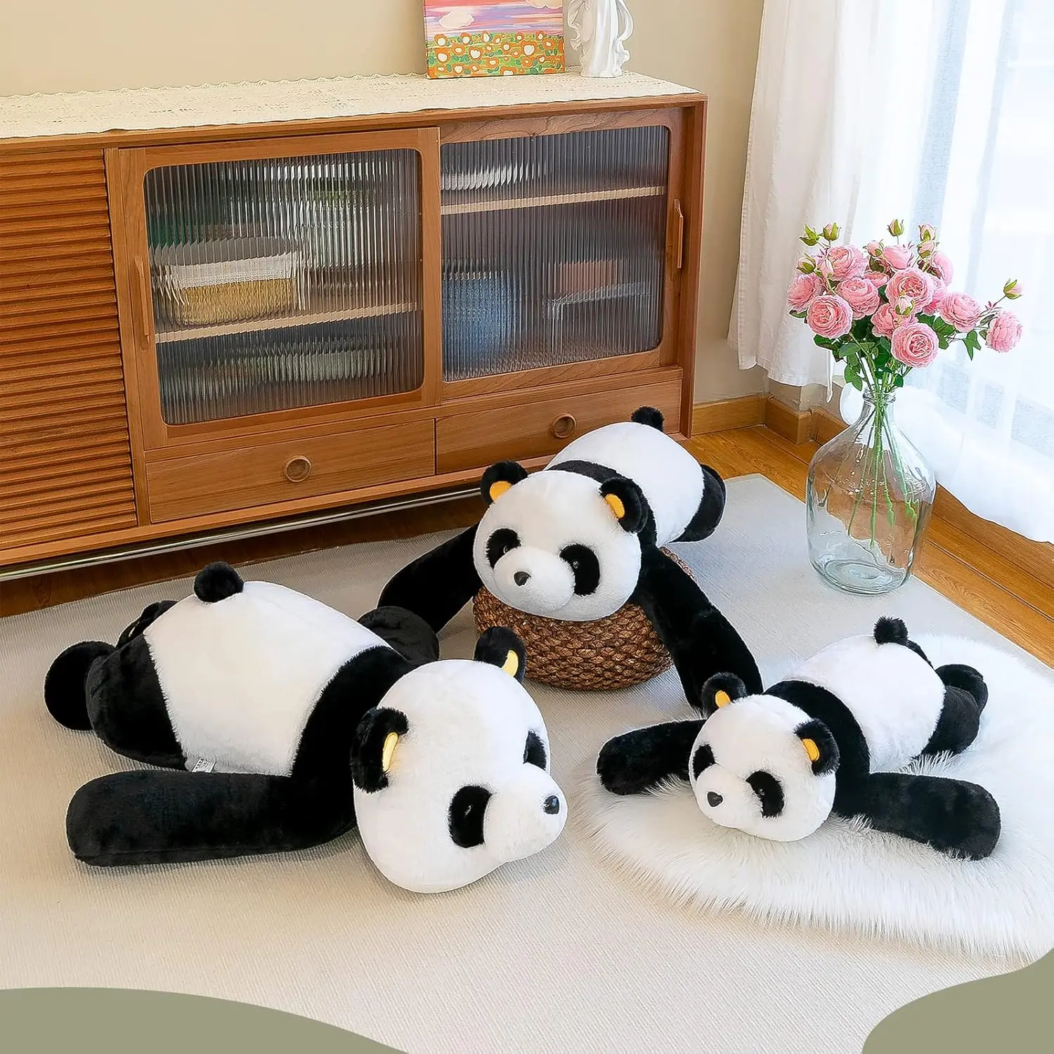 100cm/120cm Plush Panda Toy Lying Plush Stuffed Doll Animal Plush Pillow Stuffed Toy Giant Cartoon Panda Bear Pillow Kids Doll
