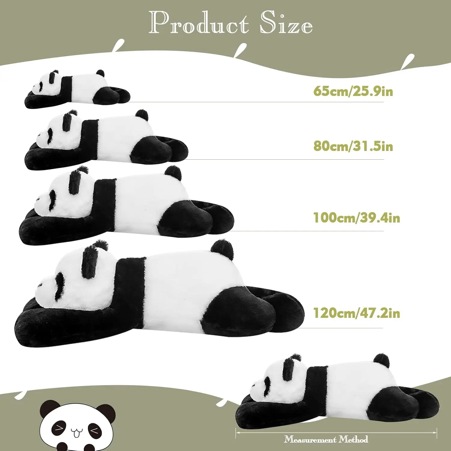 100cm/120cm Plush Panda Toy Lying Plush Stuffed Doll Animal Plush Pillow Stuffed Toy Giant Cartoon Panda Bear Pillow Kids Doll