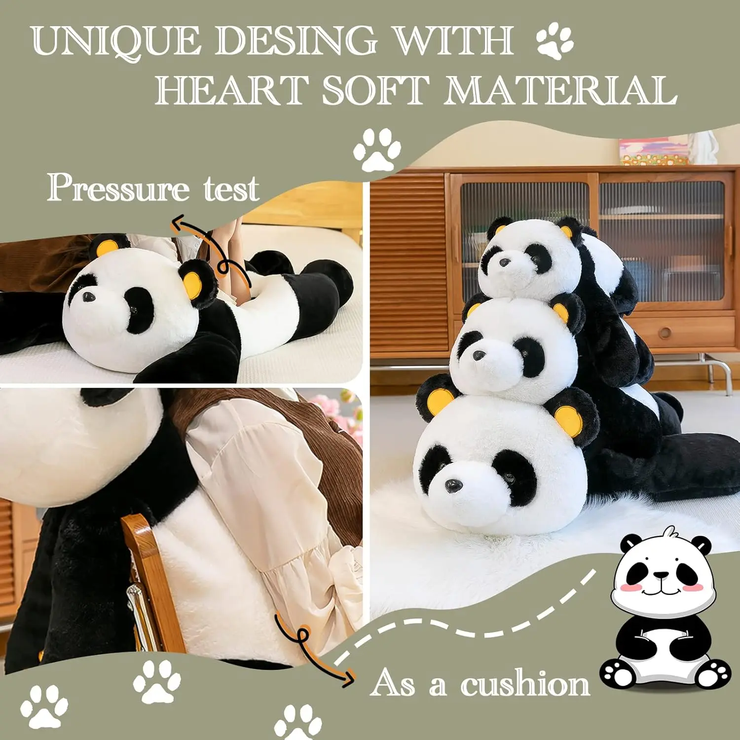 100cm/120cm Plush Panda Toy Lying Plush Stuffed Doll Animal Plush Pillow Stuffed Toy Giant Cartoon Panda Bear Pillow Kids Doll