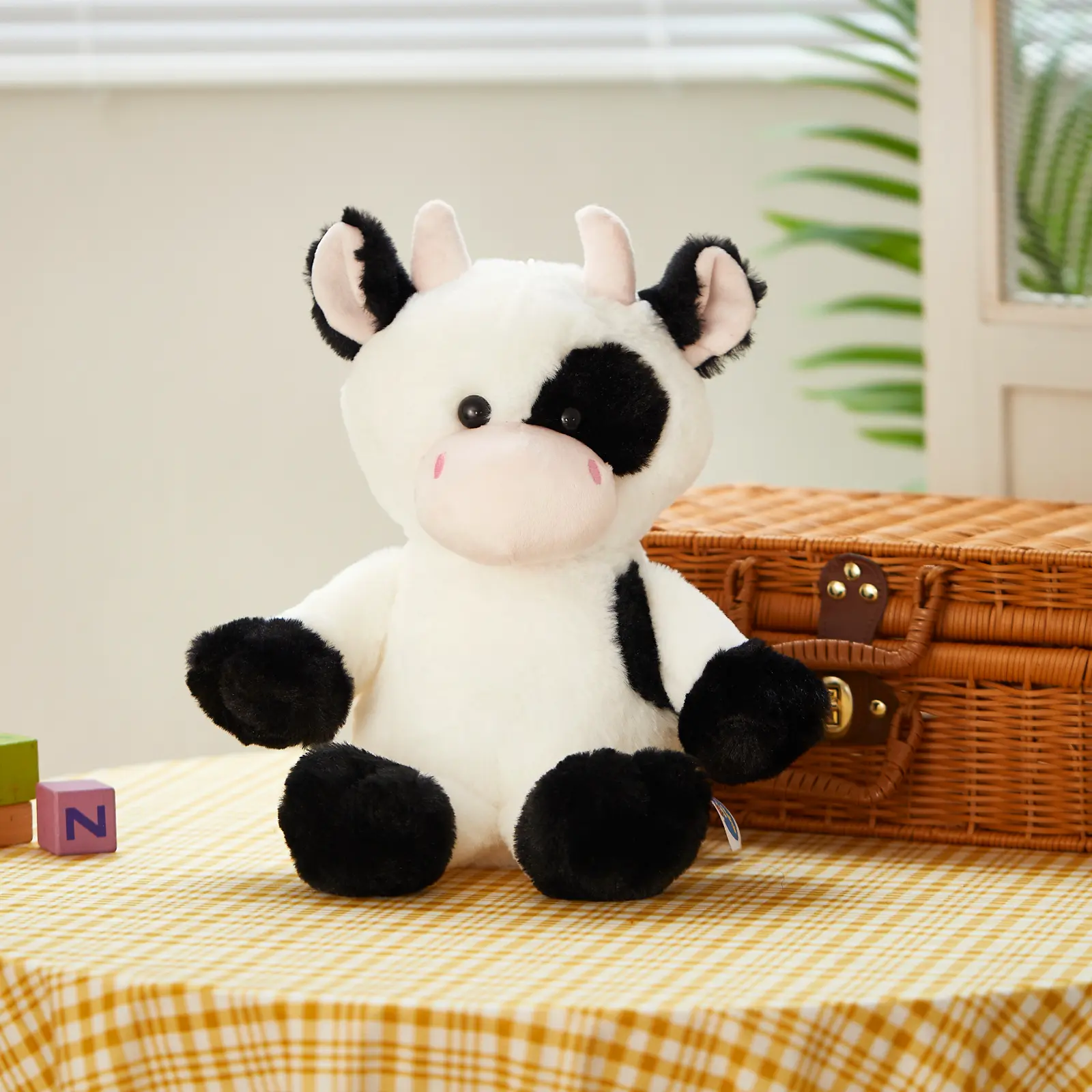 Glowing Dairy Cattle Plush Toy, Farm Cow Stuffed Animal,Farm Theme Birthday Soft Plush Toy Gift For Kids, Cute Doll Companion