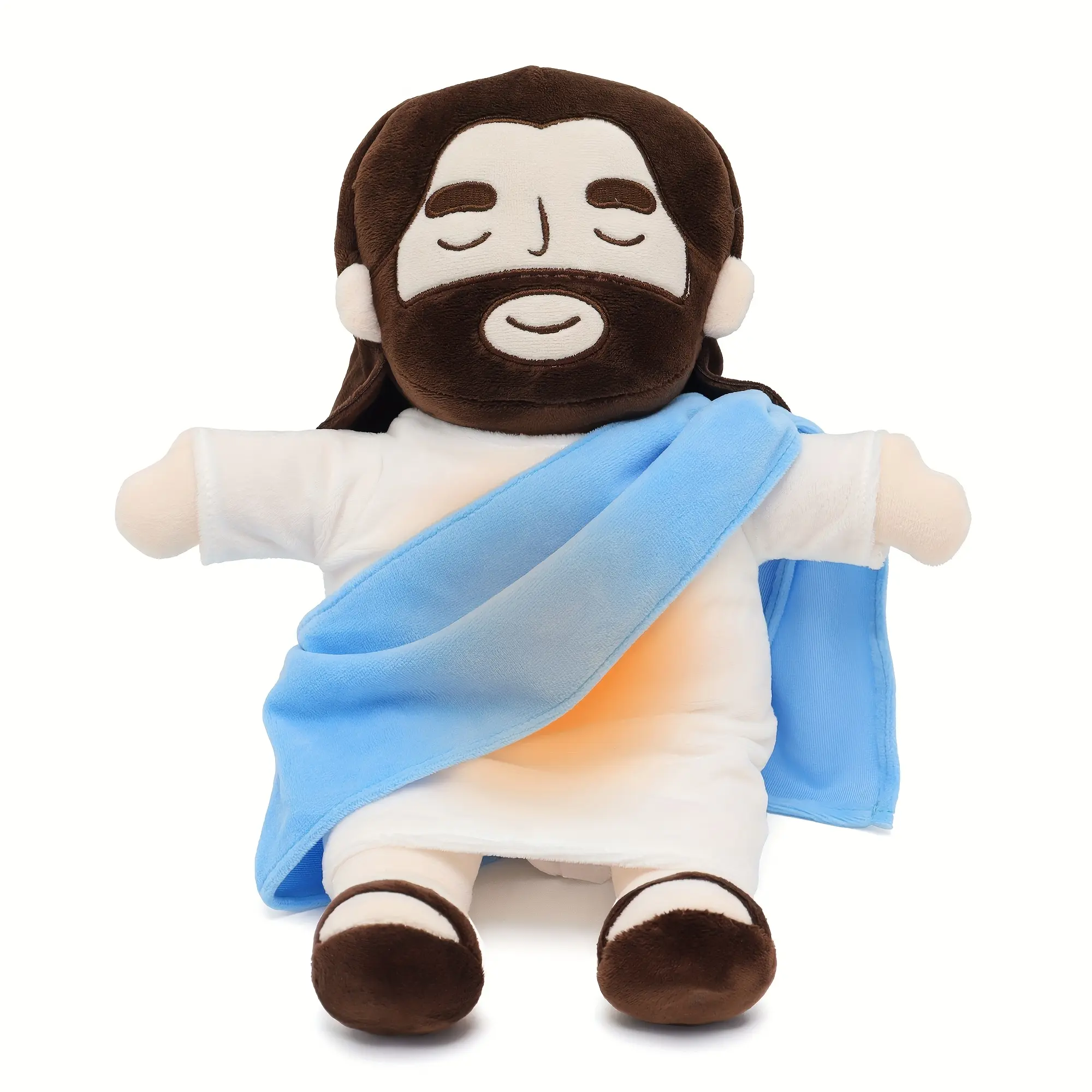 15.7-Inch Sacred Heart of Jesus Plush Doll with Soft Glow and Gentle Breathing Effect - Comfortable and Calming Religious Toy