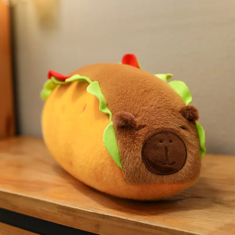 35/50cm Cartoon Hot Dog Style Capybara Long Strip Pillow Plush Stuffed Doll Toy Cute Home Desktop Decoration Ornament Kids Gift