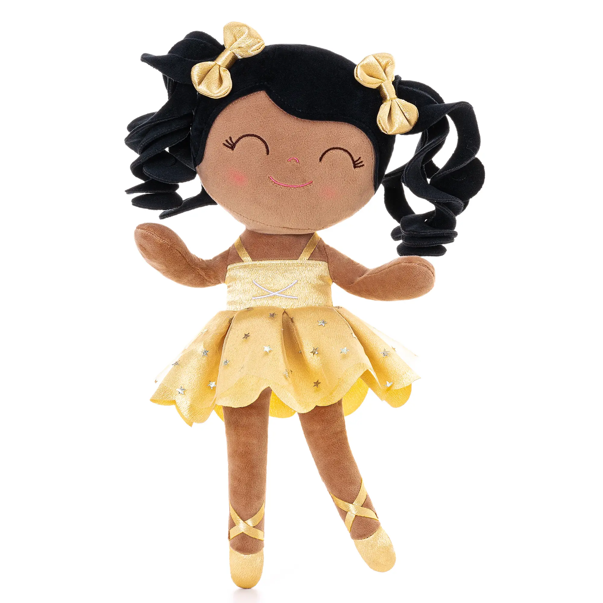 Soft Plush Ballerina Doll Shiny Lace Mesh Dress, Ideal Baby Shower Gift and Festive Party Accent