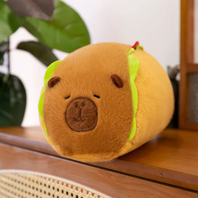 35/50cm Cartoon Hot Dog Style Capybara Long Strip Pillow Plush Stuffed Doll Toy Cute Home Desktop Decoration Ornament Kids Gift