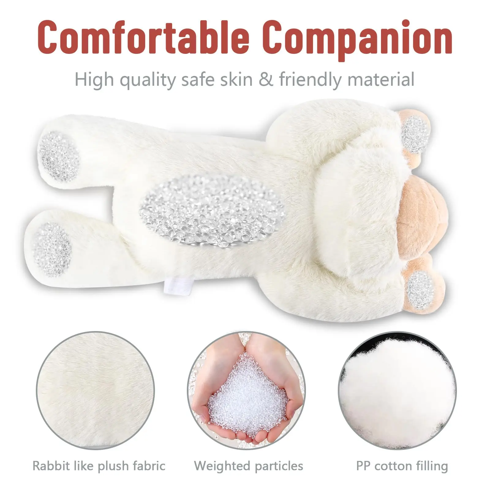 Niuniu Daddy 20" | 3.3 Pound Monkey Weighted Stuffed Animals Large White Monkey Pillowfort Plush Lap Animal Toys for Kids Adult