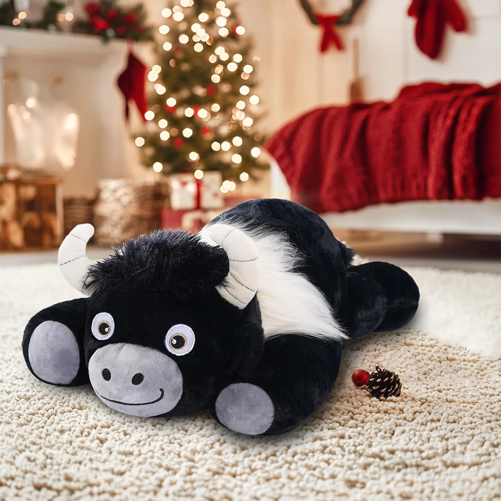 Niuniu Daddy 20" | 3.3 Pound HighIand Cow Weighted Plush Animals Large Highland Cow Pillowfort Stuffed Lap Animal Toys for Kids