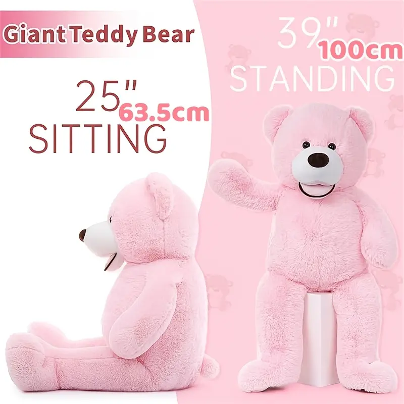 MaoGoLan 3ft Pink Plush Teddy Bear, Soft Polyester Stuffed Animal, Ideal Gift for Girlfriend and Kids
