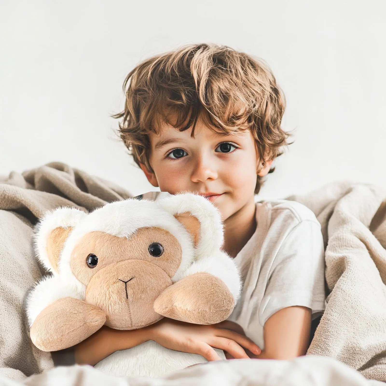 Niuniu Daddy 20" | 3.3 Pound Monkey Weighted Stuffed Animals Large White Monkey Pillowfort Plush Lap Animal Toys for Kids Adult