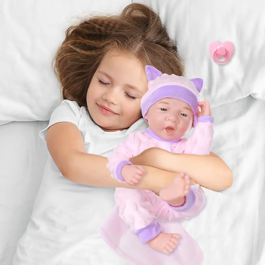 15Inch/38cm Baby Doll New Born Doll Coat Rabbit Doll Baby Bottle Cat Styling Hoodie Baby Bona Doll Pajamas Toy Clothes Girl Gift