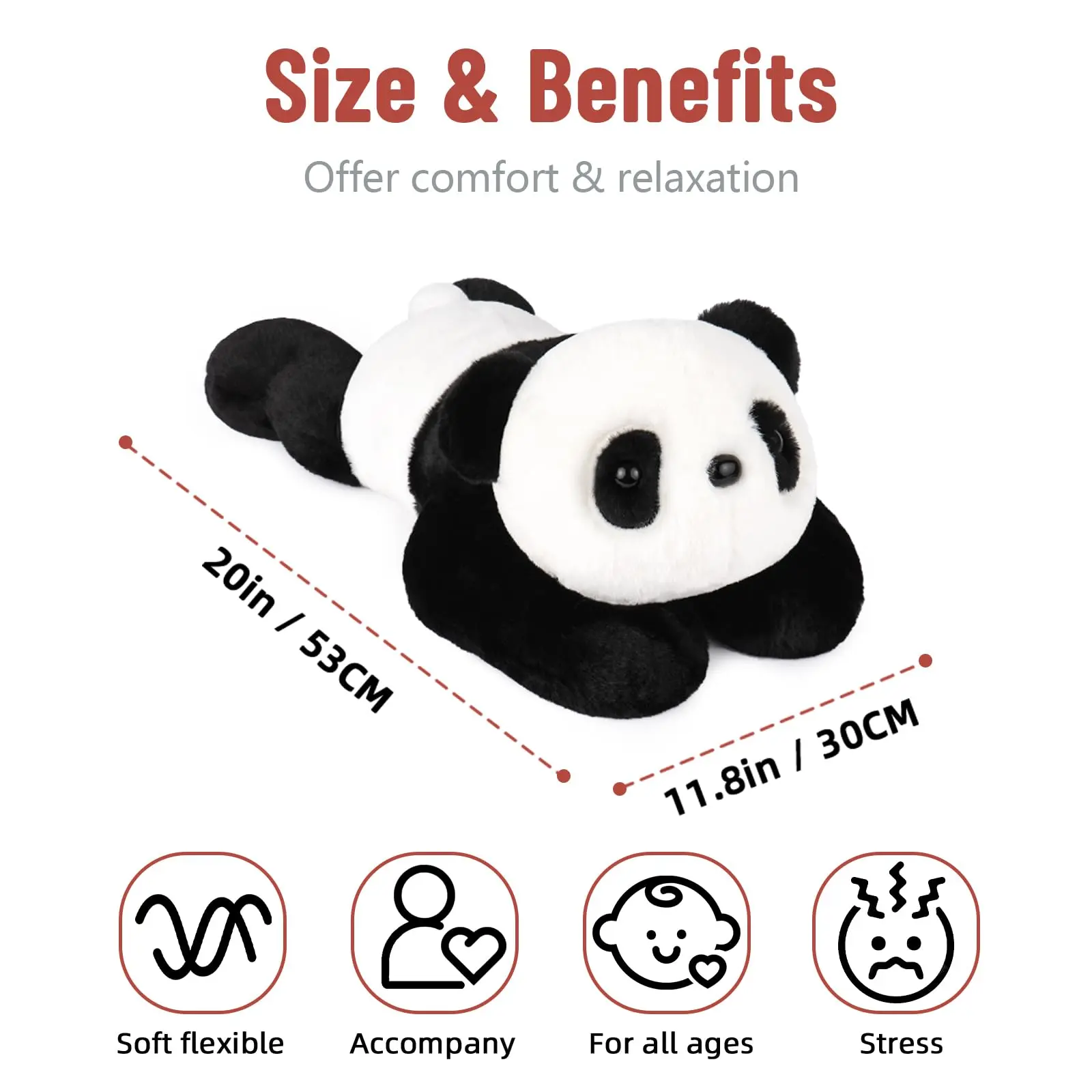Niuniu Daddy 20" | 3.3 Pound Panda Weighted Stuffed Animals Plush Toys, Large Pillowfort Plush Animals for Kids Adults