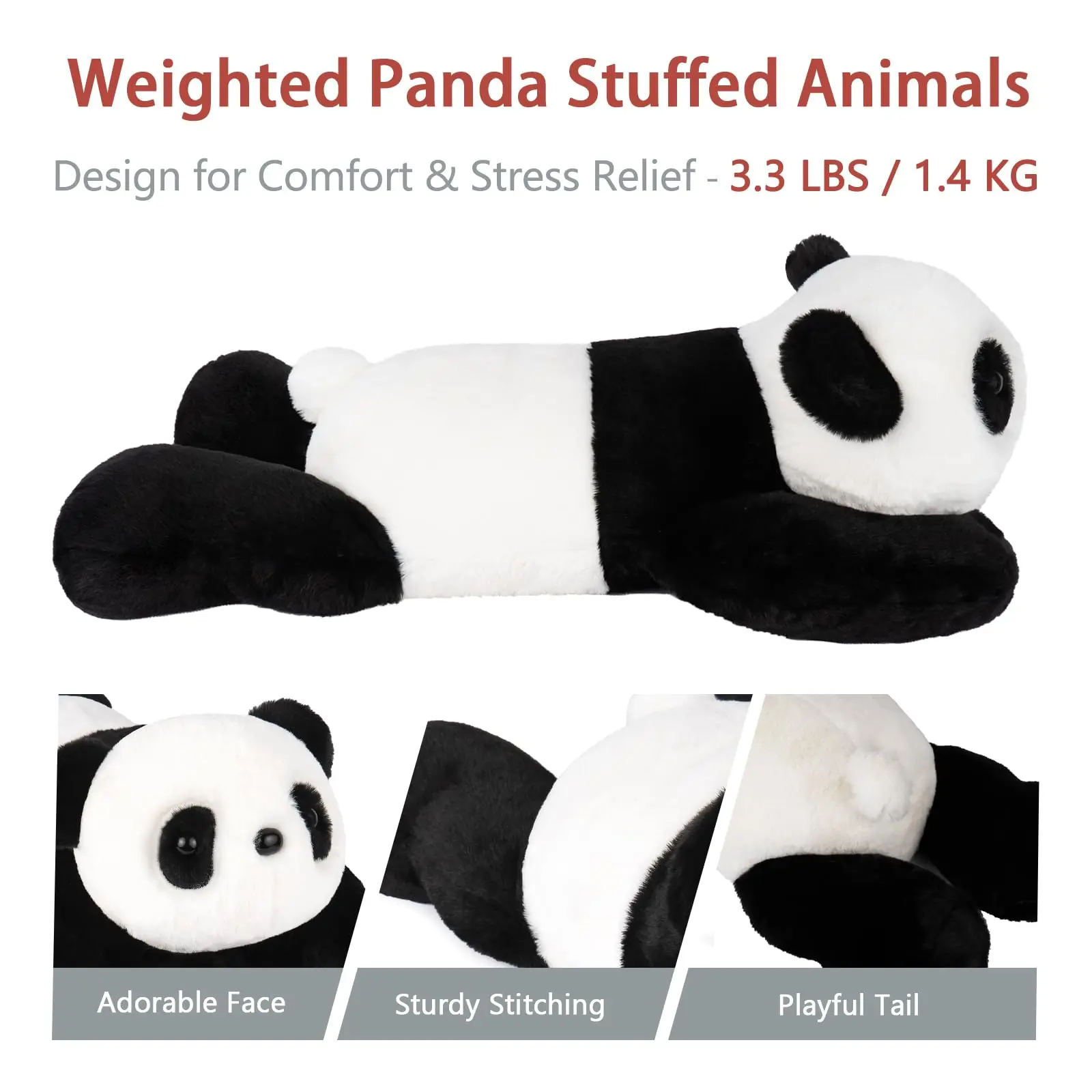 Niuniu Daddy 20" | 3.3 Pound Panda Weighted Stuffed Animals Plush Toys, Large Pillowfort Plush Animals for Kids Adults