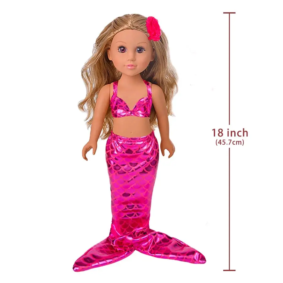18Inch Doll Mermaid Tail Set Clothes Realistic American Doll 43 Cm Girl's Reborn Baby Clothes,Pattern T-shirt Kids Dolls Gifts