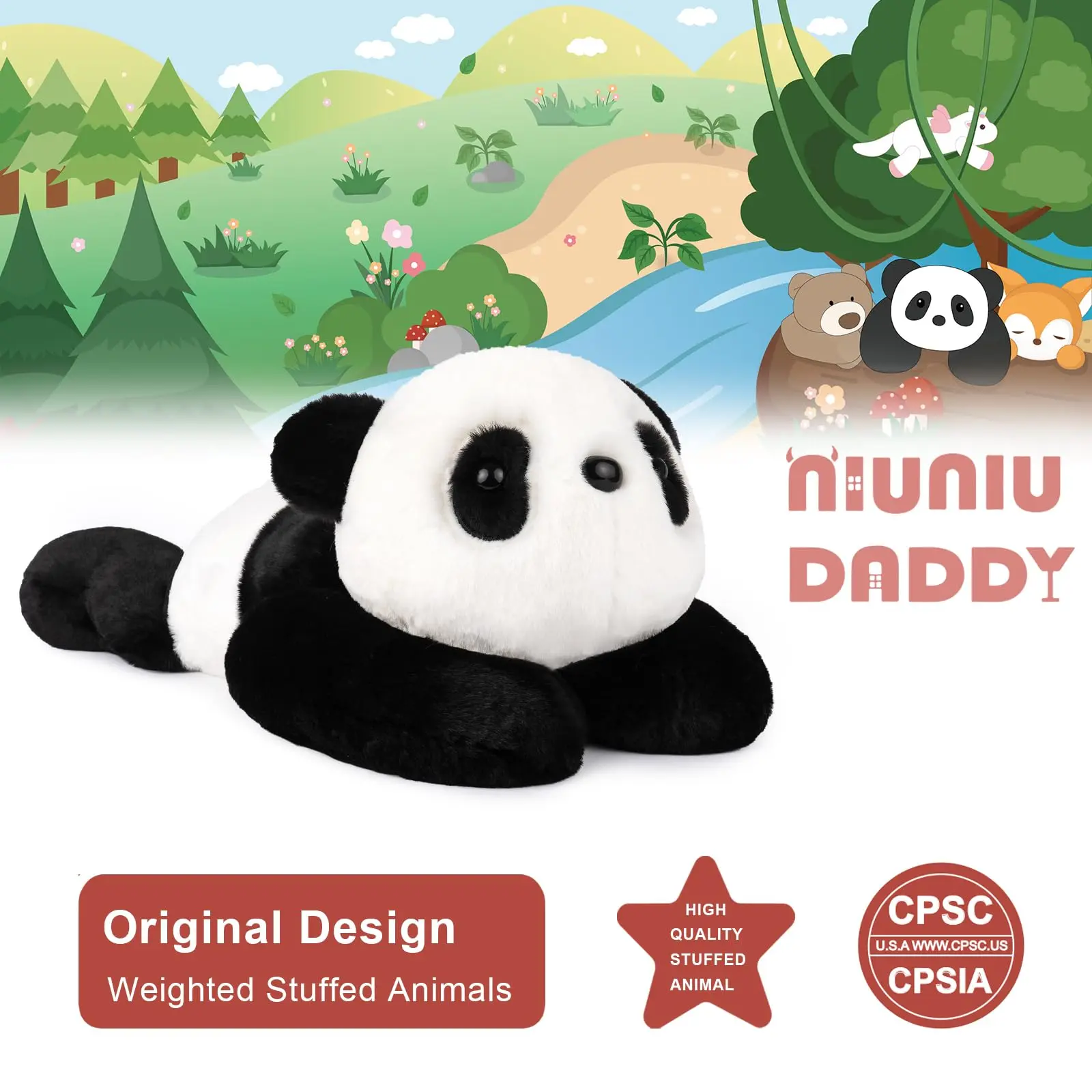 Niuniu Daddy 20" | 3.3 Pound Panda Weighted Stuffed Animals Plush Toys, Large Pillowfort Plush Animals for Kids Adults