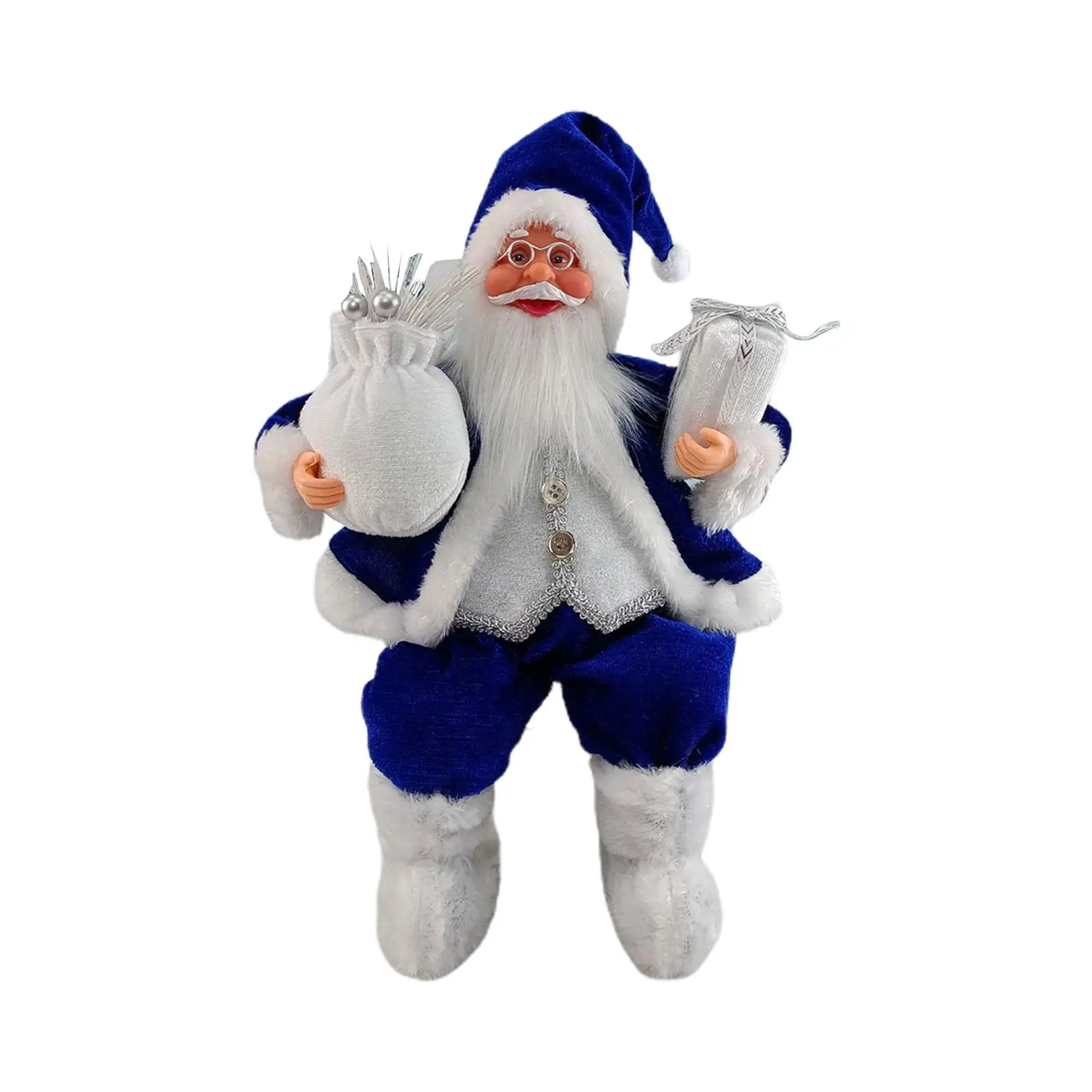 Handcrafted Sitting Doll with Festive Gift Bag for Home Office Indoor Decor , Blue