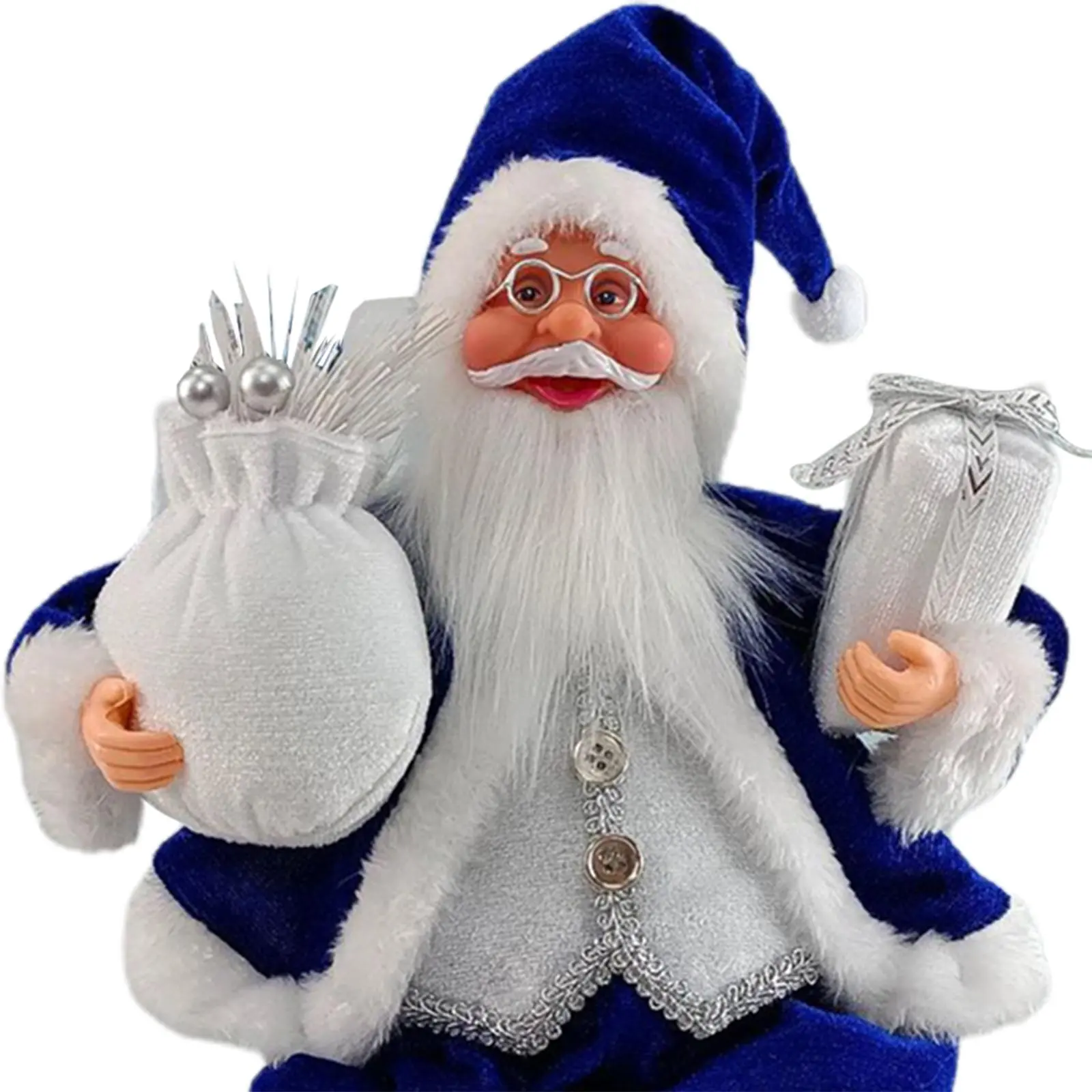 Handcrafted Sitting Doll with Festive Gift Bag for Home Office Indoor Decor , Blue