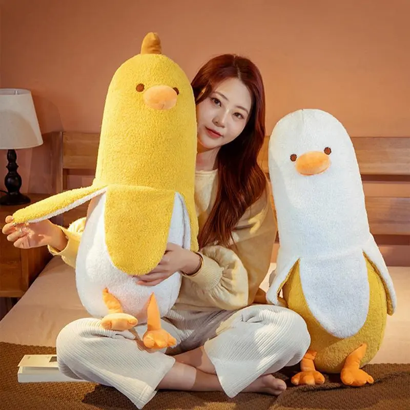 Animal Duck Plush Pillow Cute Stuffed Banana Duck Hugging Pillow Toy Stuffed Animal Plush Toy Adorable Animal Doll Toy For Kid