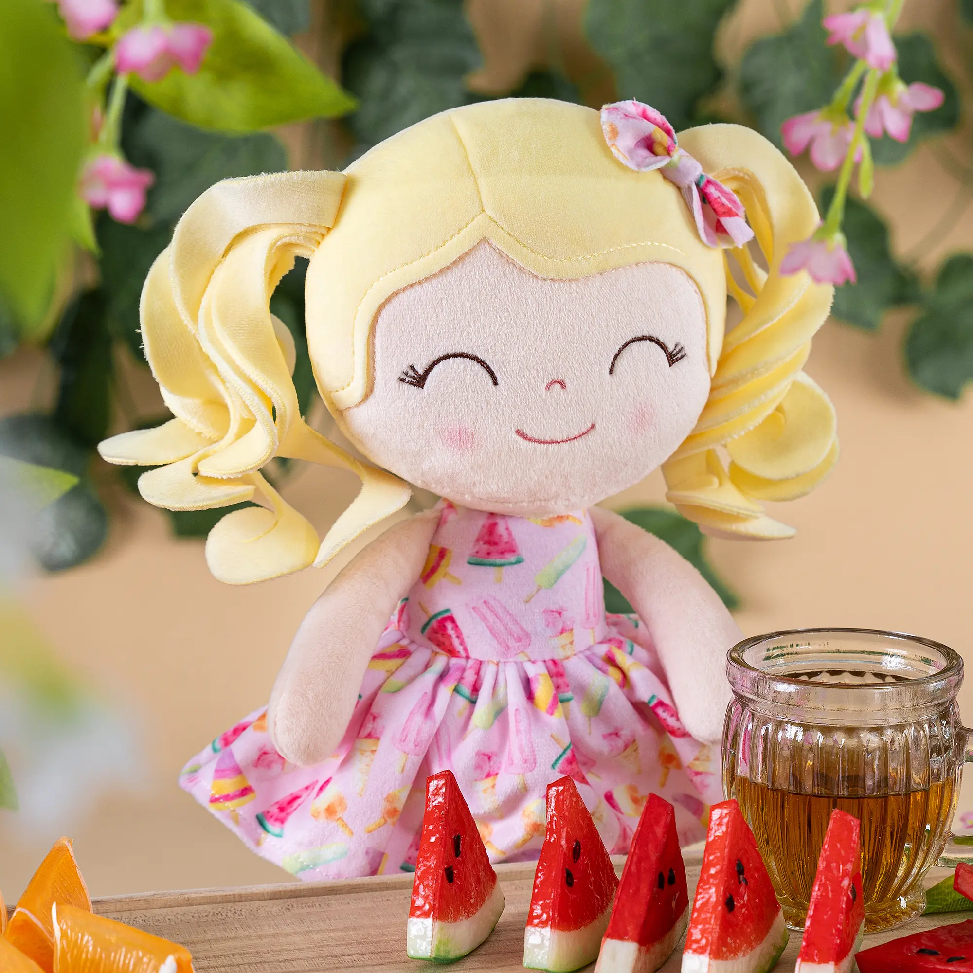 Gloveleya Baby Dolls Soft Plush Fruit Toys Ideal for Baby's first Birthday Gift 30cm Ice Cream