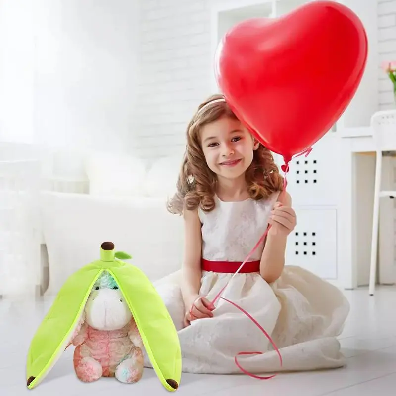 Stuffed Animal Donkey 11Inch Children Fruit Pillow Doll Banana Donkey Shape Sofa Bed Couch Decoration Cute Kids Collectible For