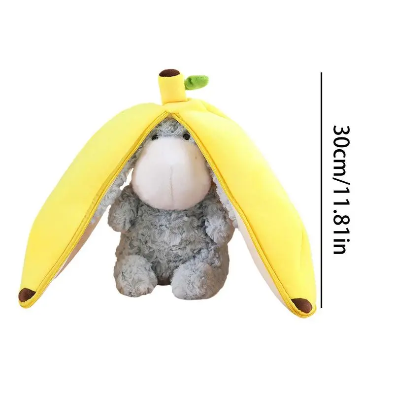Stuffed Animal Donkey 11Inch Children Fruit Pillow Doll Banana Donkey Shape Sofa Bed Couch Decoration Cute Kids Collectible For