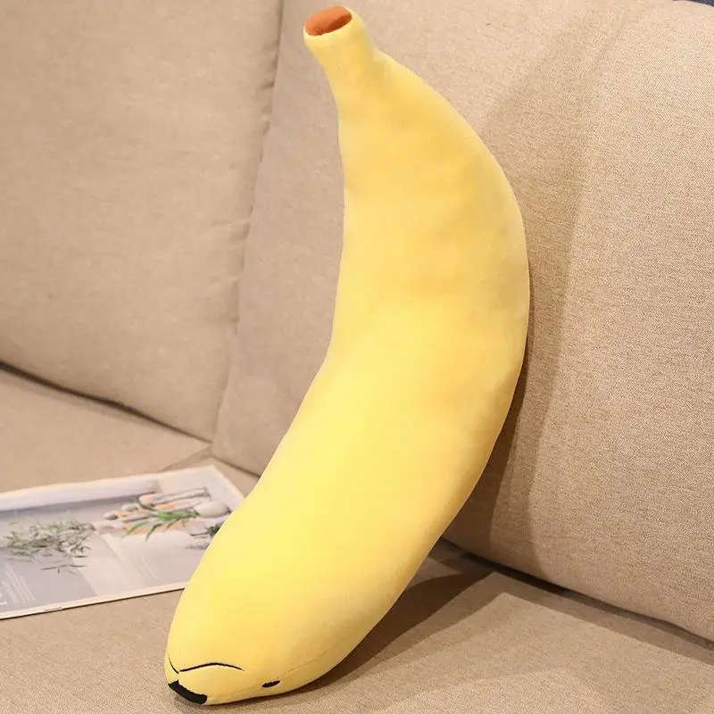 90cm Kawaii Funny Dog With Banana Plush Stuffered Dolls Long Bed Pillow Good Sleeping Pillow Baby Gifts Banana Pendant Keychain