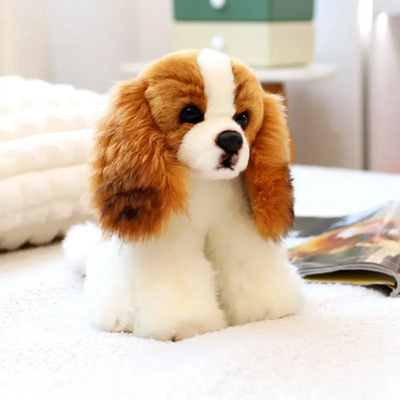 Simulation King Charles Spaniel Dog Stuffed Toy High Quality Lifelike Dog Plush Doll Hug Cartoon Animal Home Decoration Gift