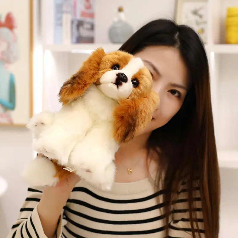 Simulation King Charles Spaniel Dog Stuffed Toy High Quality Lifelike Dog Plush Doll Hug Cartoon Animal Home Decoration Gift