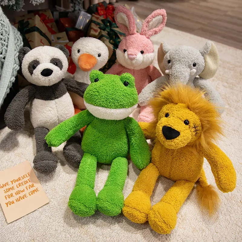 New Long Hair Animal Plush Toy Stuffed Soft Material Creative Long Legs Rabbit Hippo Elephant Frog Company Doll Gift For Kids
