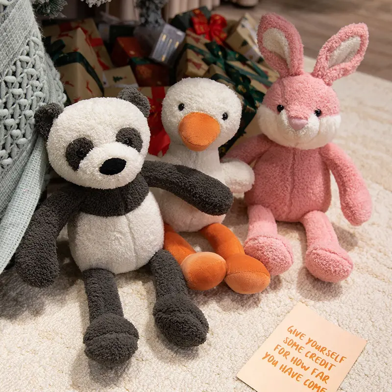 New Long Hair Animal Plush Toy Stuffed Soft Material Creative Long Legs Rabbit Hippo Elephant Frog Company Doll Gift For Kids