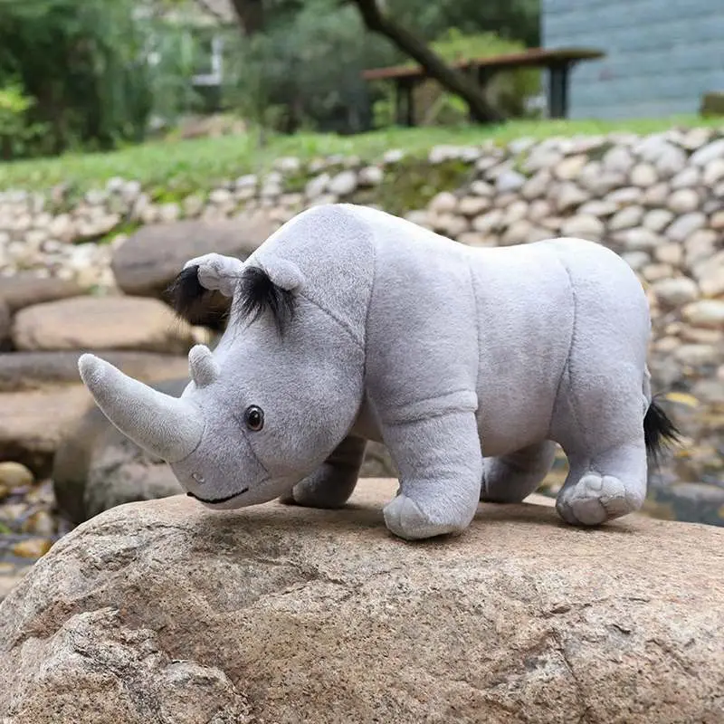 Realistic Rhinoceros Plush Toys Plush Rhino Stuffed Animals Dolls Soft Pillow Back Support Birthday Gift Home Decor