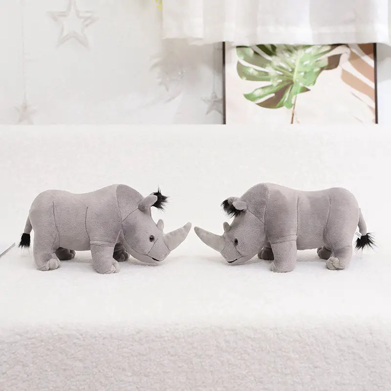 Realistic Rhinoceros Plush Toys Plush Rhino Stuffed Animals Dolls Soft Pillow Back Support Birthday Gift Home Decor