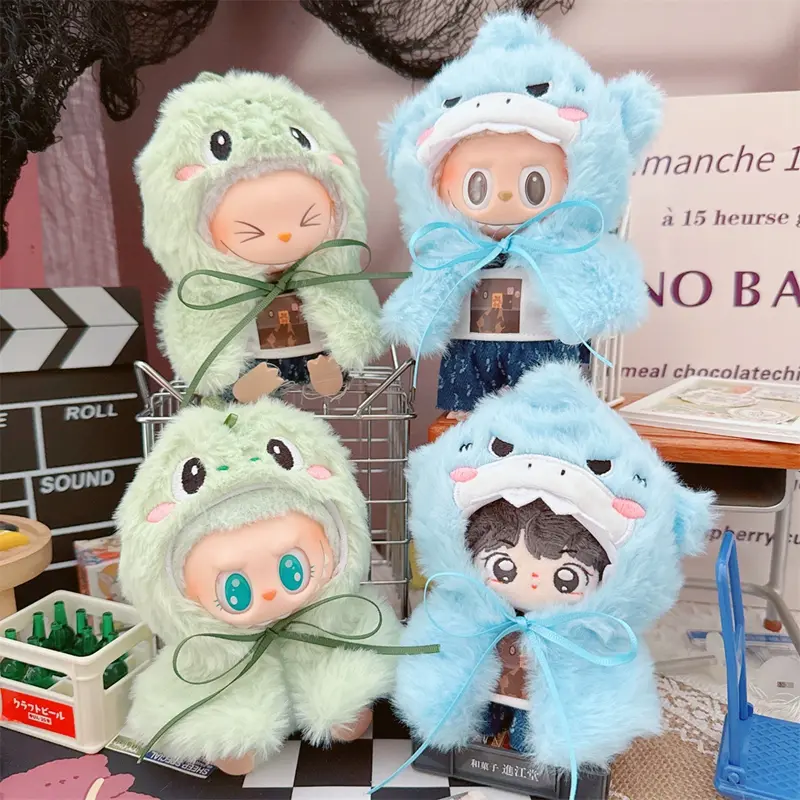 New Hot Labubu Clothes Suit Sitting Party Labubu Cape Dress Outfit Clothing Hat Accessories Dinosaur/Shark Shawl Best Gift