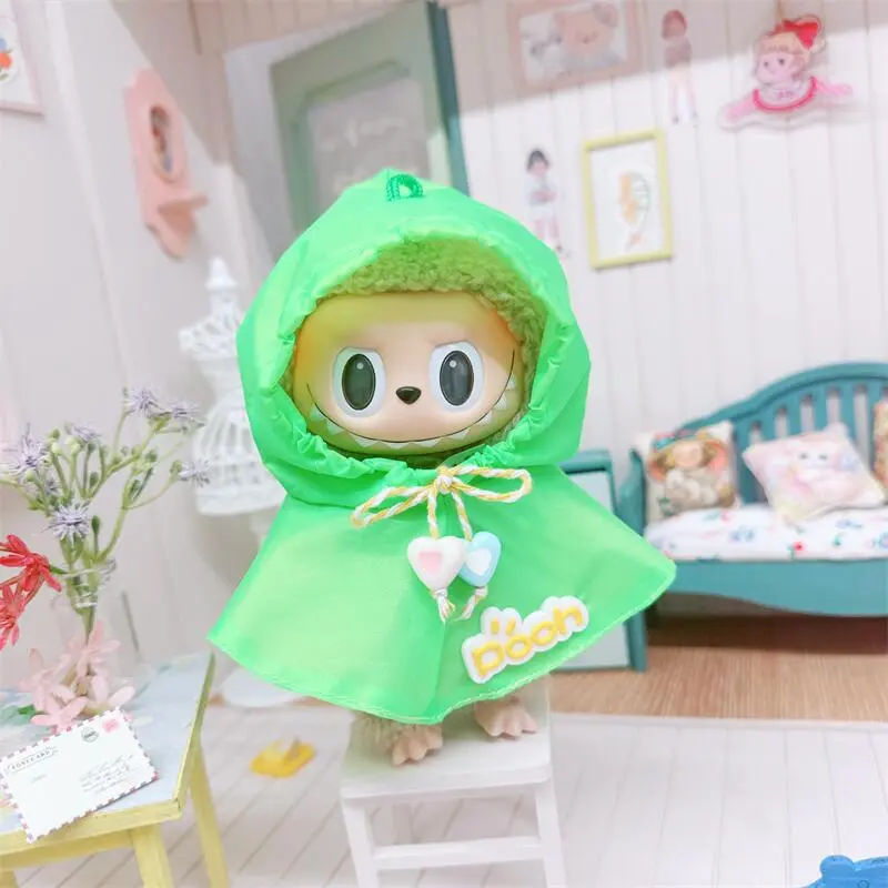 17cm Pendant Labubu Doll Shawl Poncho Clothes Cute Hooded Sweatshirt Kawaii Bodysuit Suit Doll Costume Fashion Clothes
