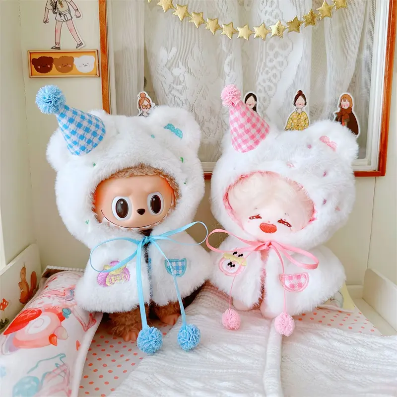New Hot Labubu Clothes Suit Sitting Party Labubu Cape Dress Outfit Clothing Hat Accessories Dinosaur/Shark Shawl Best Gift