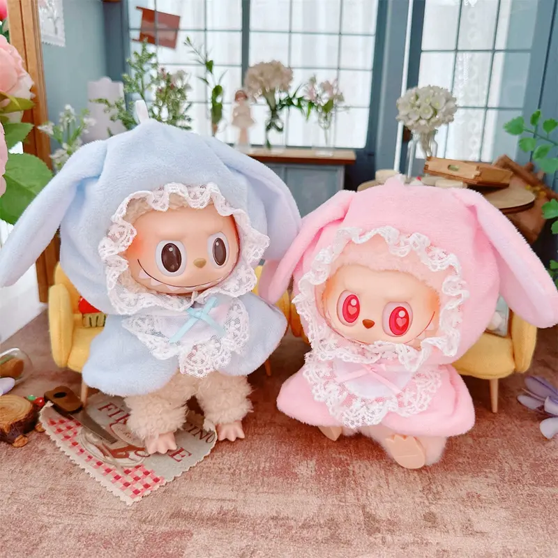 New Hot Labubu Clothes Suit Sitting Party Labubu Cape Dress Outfit Clothing Hat Accessories Dinosaur/Shark Shawl Best Gift