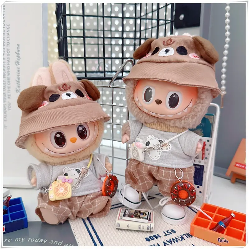 15cm/17cm Mini Plush Doll's Clothes Labubu Idol Dolls Sitting Party Cute Animals Hat Ice Cream Pants Clothing Accessories Gift