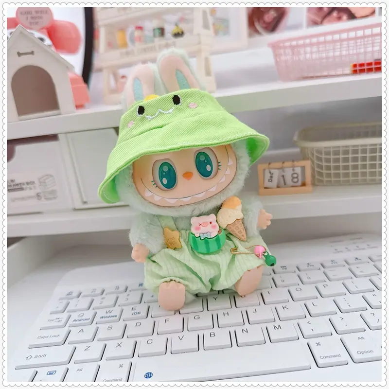 15cm/17cm Mini Plush Doll's Clothes Labubu Idol Dolls Sitting Party Cute Animals Hat Ice Cream Pants Clothing Accessories Gift